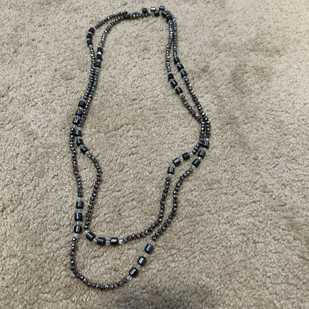 66in Pewter beaded sparkly necklace - Picture 3 of 4